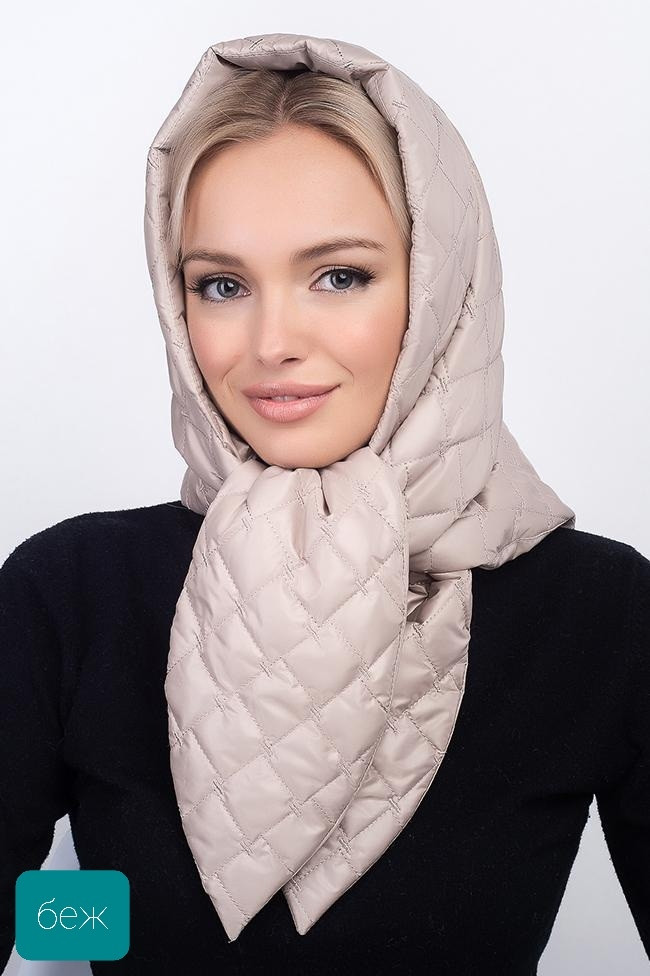

Платок косынка на синтепоне Helen Line  бежевый, Платок косынка на синтепоне Helen Line One size бежевый