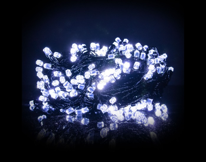 

Гирлянда цепь светодиодная классическая 20 м 400 LED 8 режимов черный шнур лампочки кристалл Холодная Белая