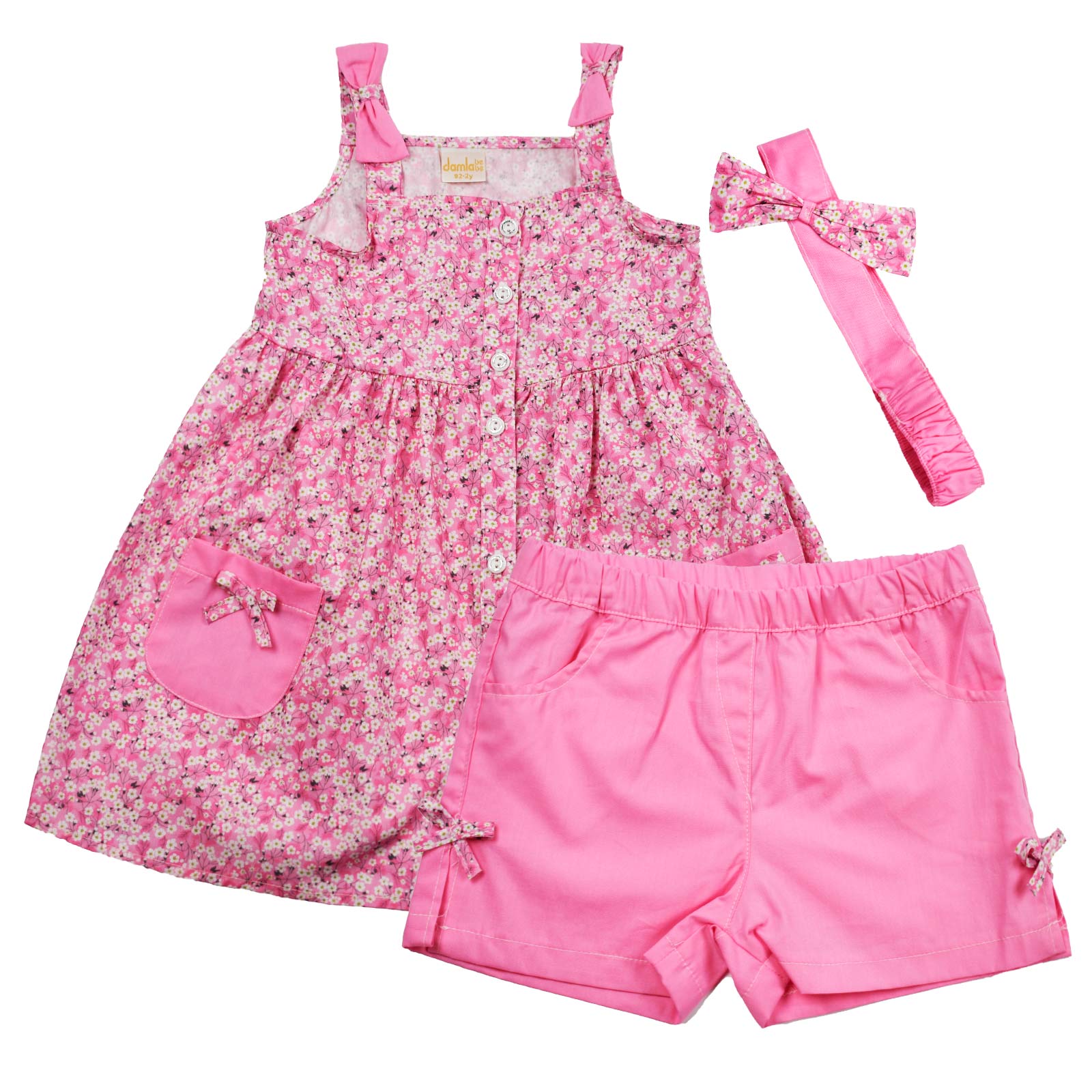 

Комплект (шорты + блузка + повязка на голову) Damla Be Be 20015 92 см Розовый