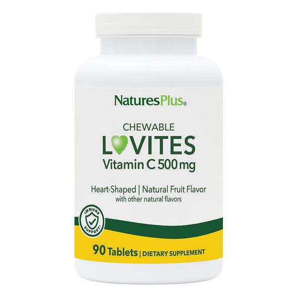 

Витамин C, Vitamin C Lovites, 500 мг, Nature's Plus, 90 жевательных таблеток