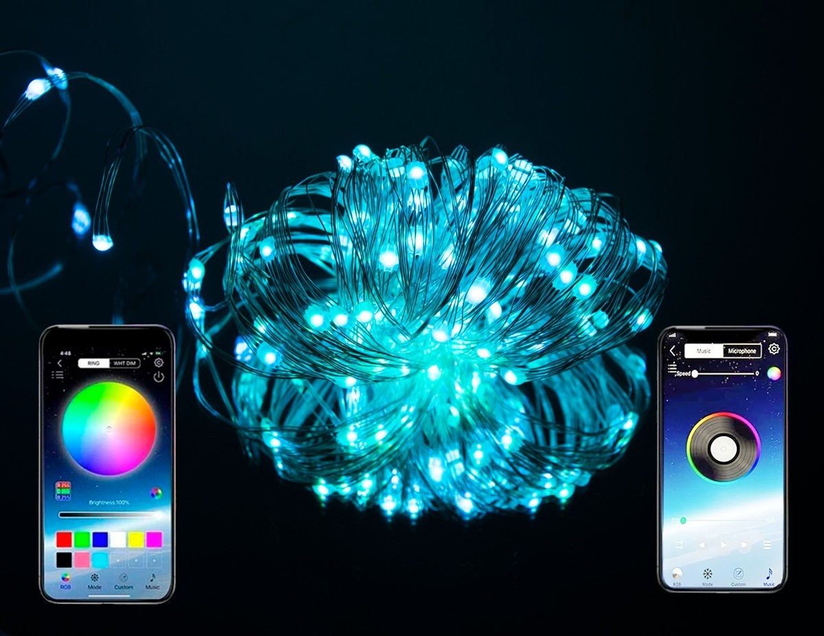 

Светодиодная гирлянда с управлением со смартфона Led Ble Fairy Light, rgb гирлянда нить роса 10 метров (1008856-Other)