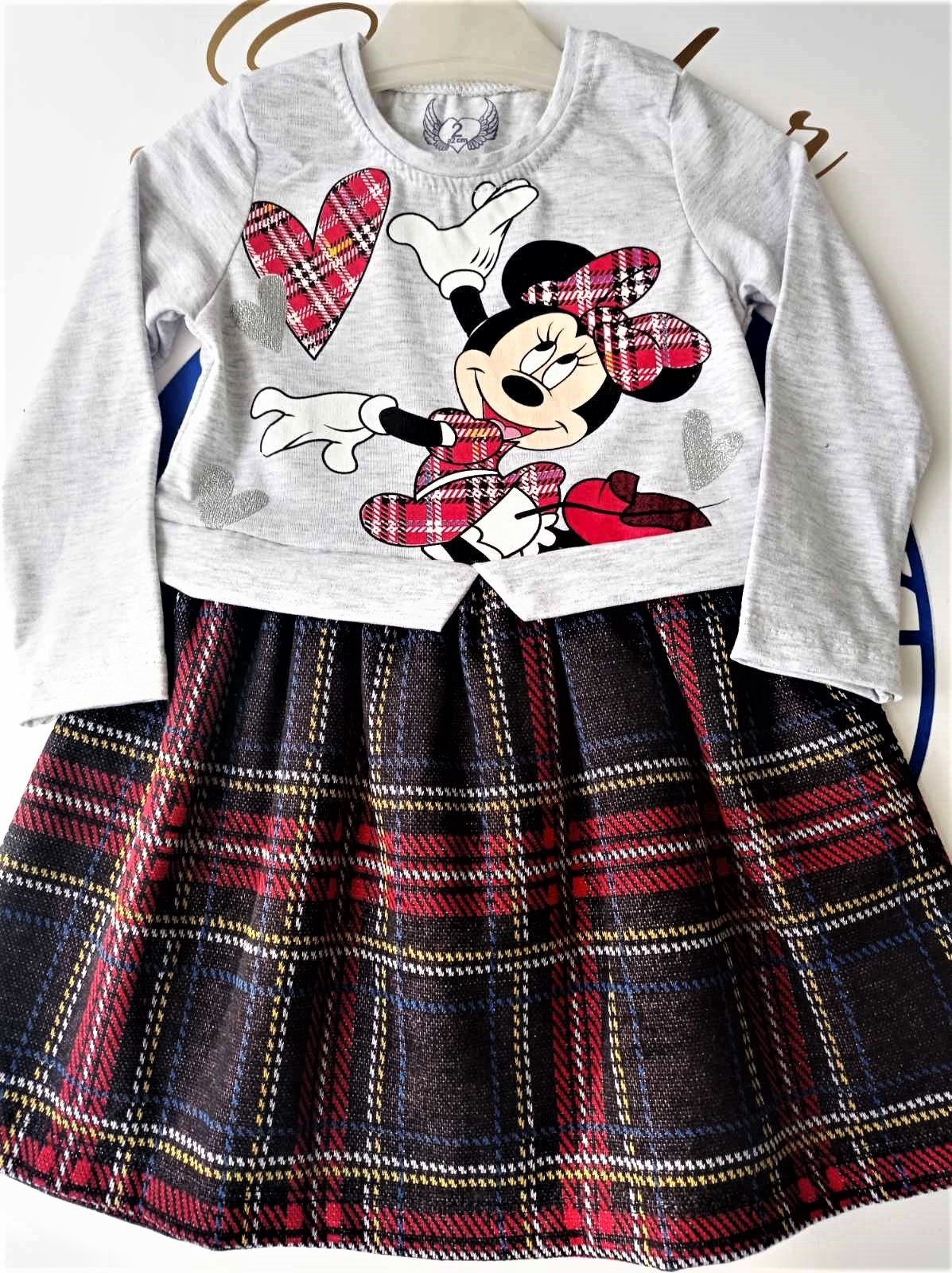 

Детское платье для девочки в детский сад Minnie Mouse baby Pink серое 98 р-р