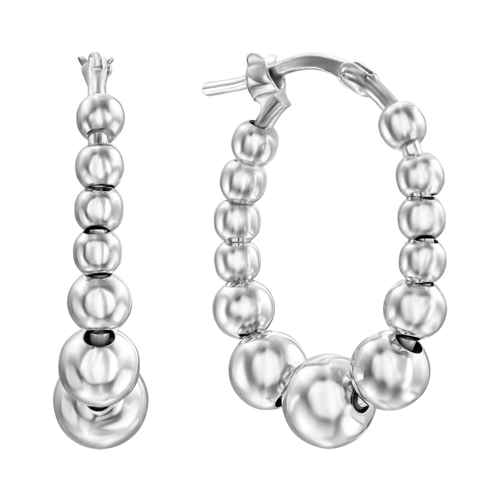 

Серебряные серьги-кольца с шариками, 25мм 000136124