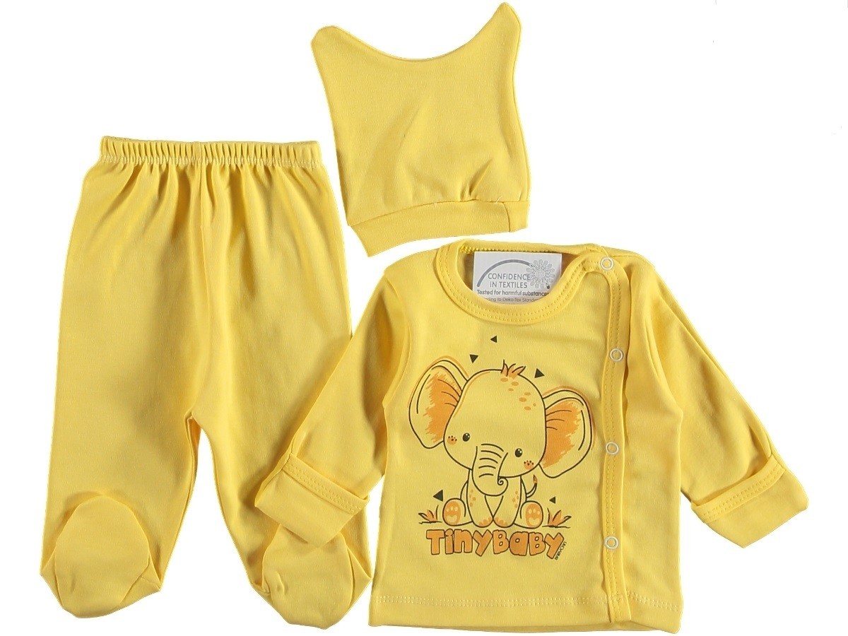 

Комплект (шапочка+распашонка+ползунки) Babycan Tinybaby Желтый 62 см