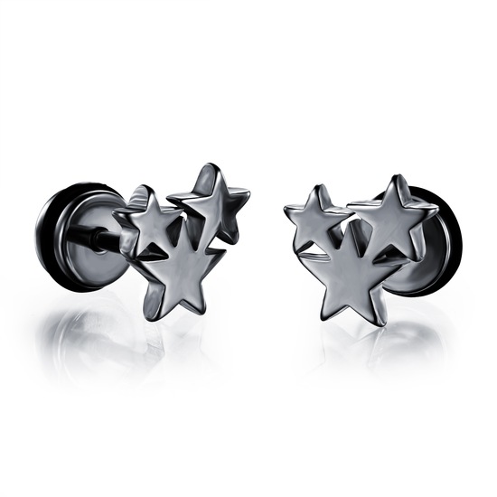 

Cерьги YST из нержавеющей медицинской стали Triple Black Stars