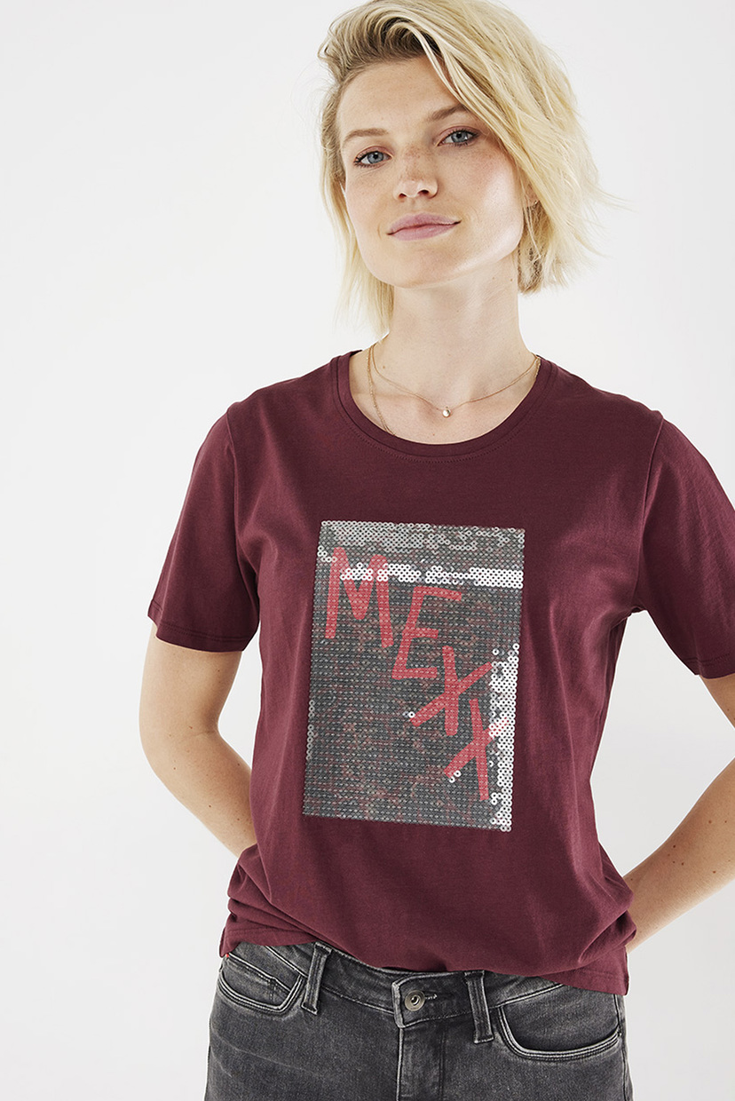 

Женская бордовая футболка Mexx  ZN2129016W, Женская бордовая футболка Mexx S ZN2129016W