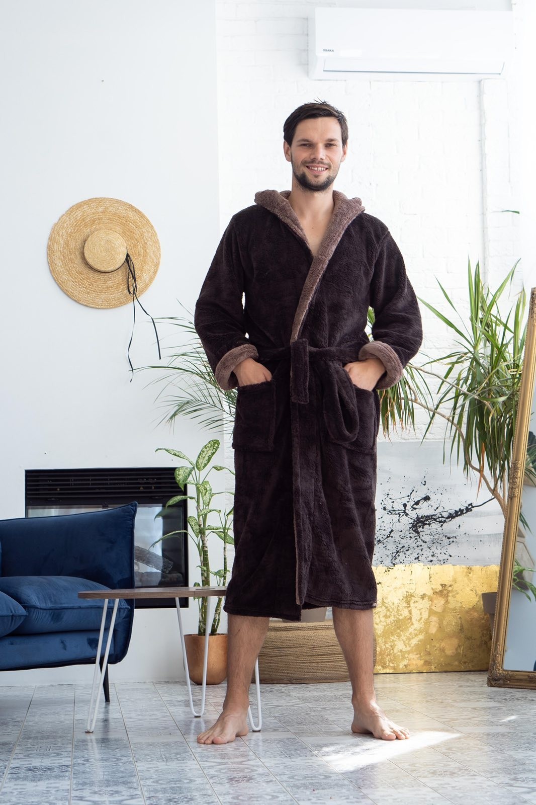 

Мужской халат с капюшоном (махровый) Tomiko 3XL коричневый