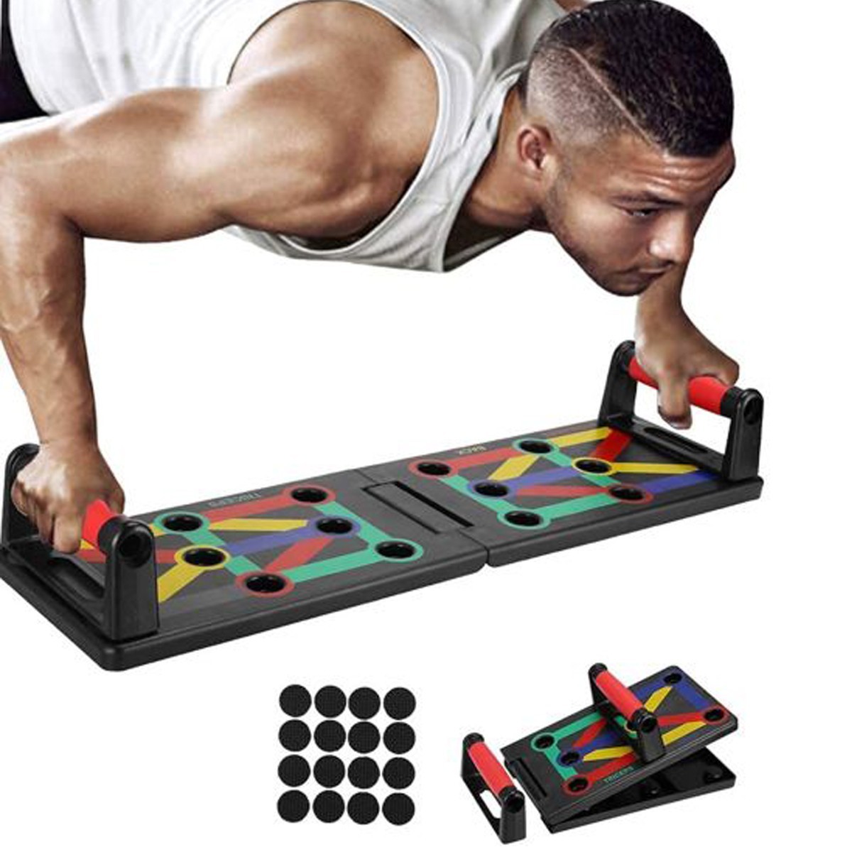 

Доска для отжиманий Push Up Training System 14 в 1 портативный тренажер для верхней группы мышц Антискользящее покрытие (263121)