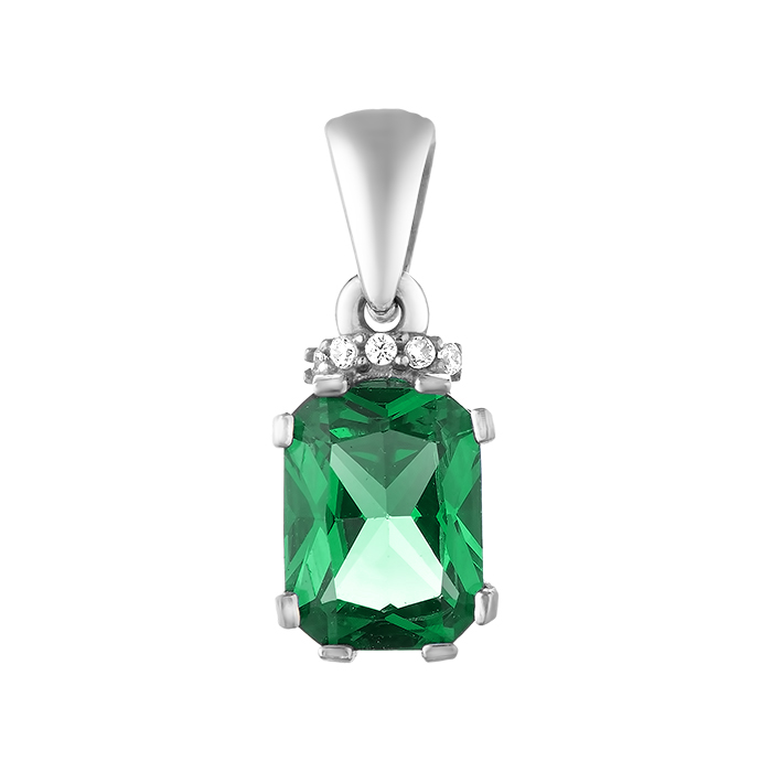 

Серебряный кулон с зеленым кварцем и фианитами 000136544