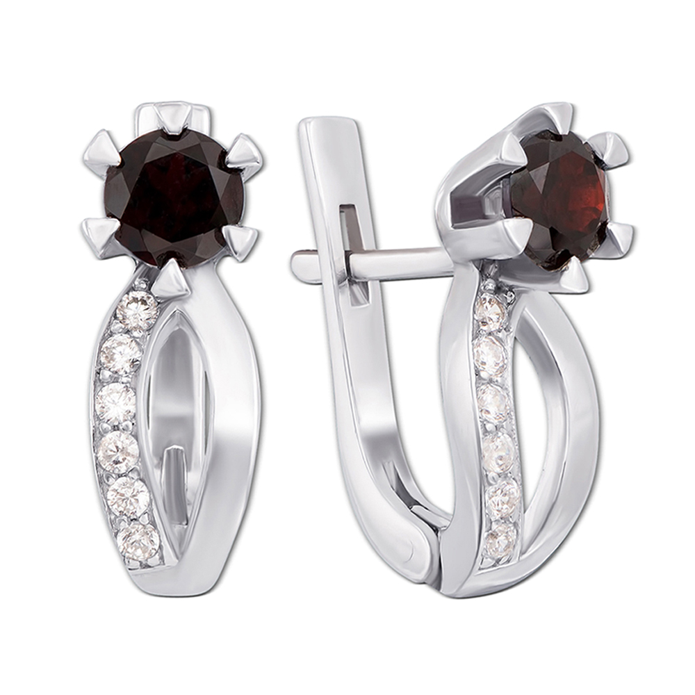 

Серебряные серьги с гранатом 000012674