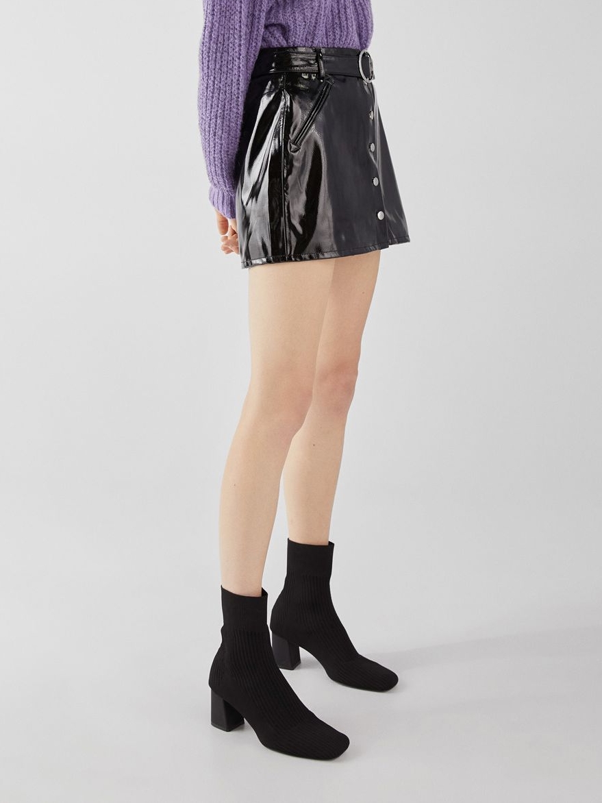 

Юбка из искусственной кожи Bershka 05678512800 S Черная
