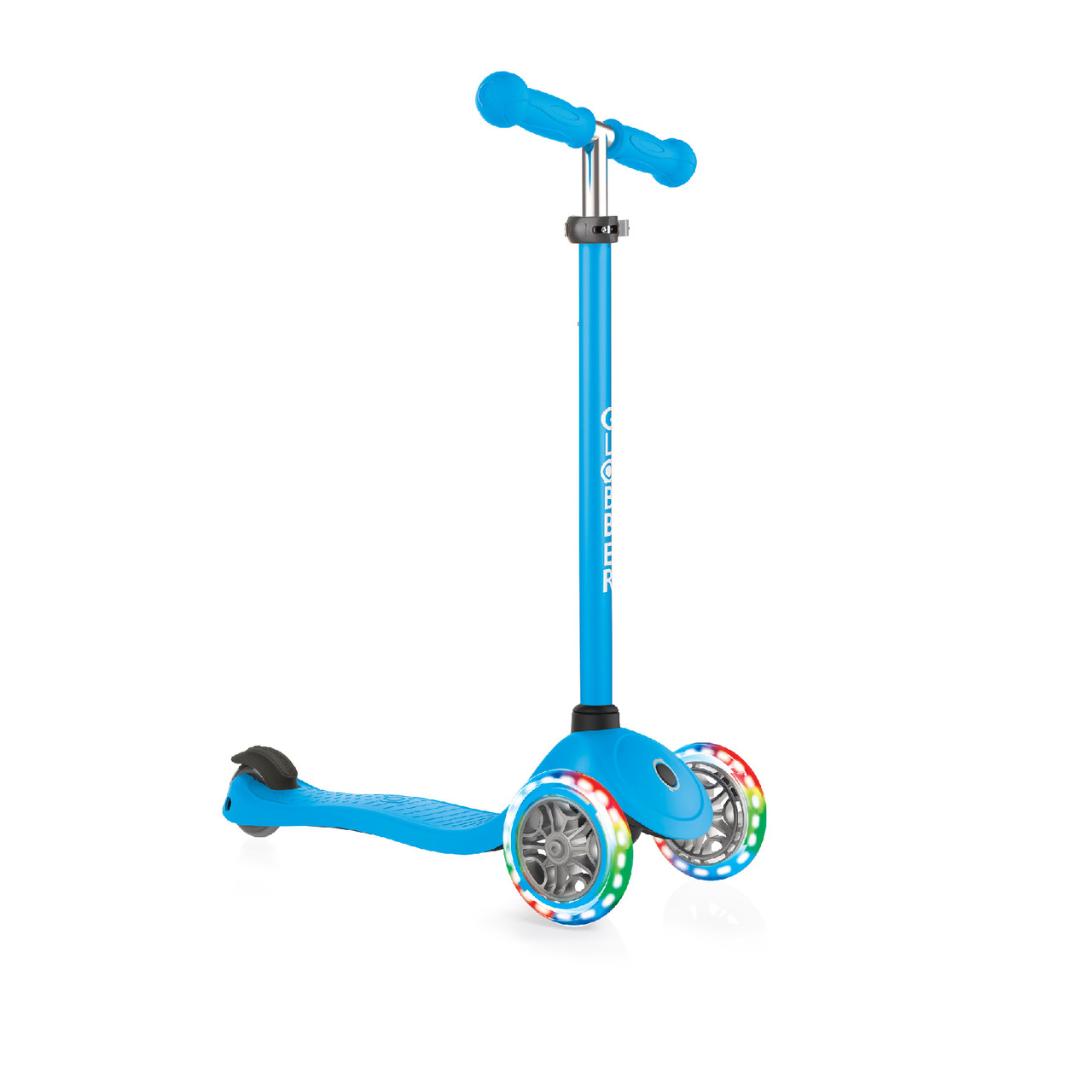 

Самокат Globber Primo Lights голубой колеса с подсветкой до 50кг 3+ 3 колеса (423-101-3)