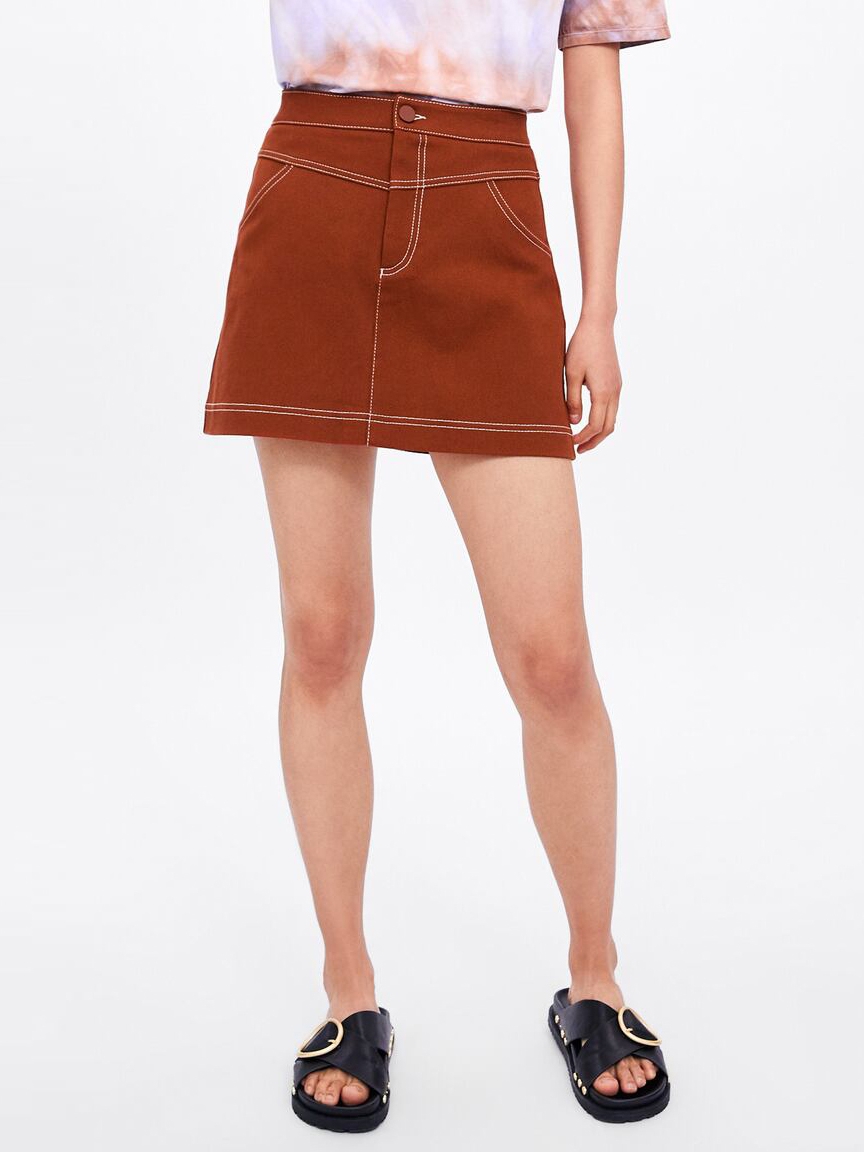 

Юбка джинсовая Zara 07385183607  Коричневая, Юбка джинсовая Zara 07385183607 XS Коричневая
