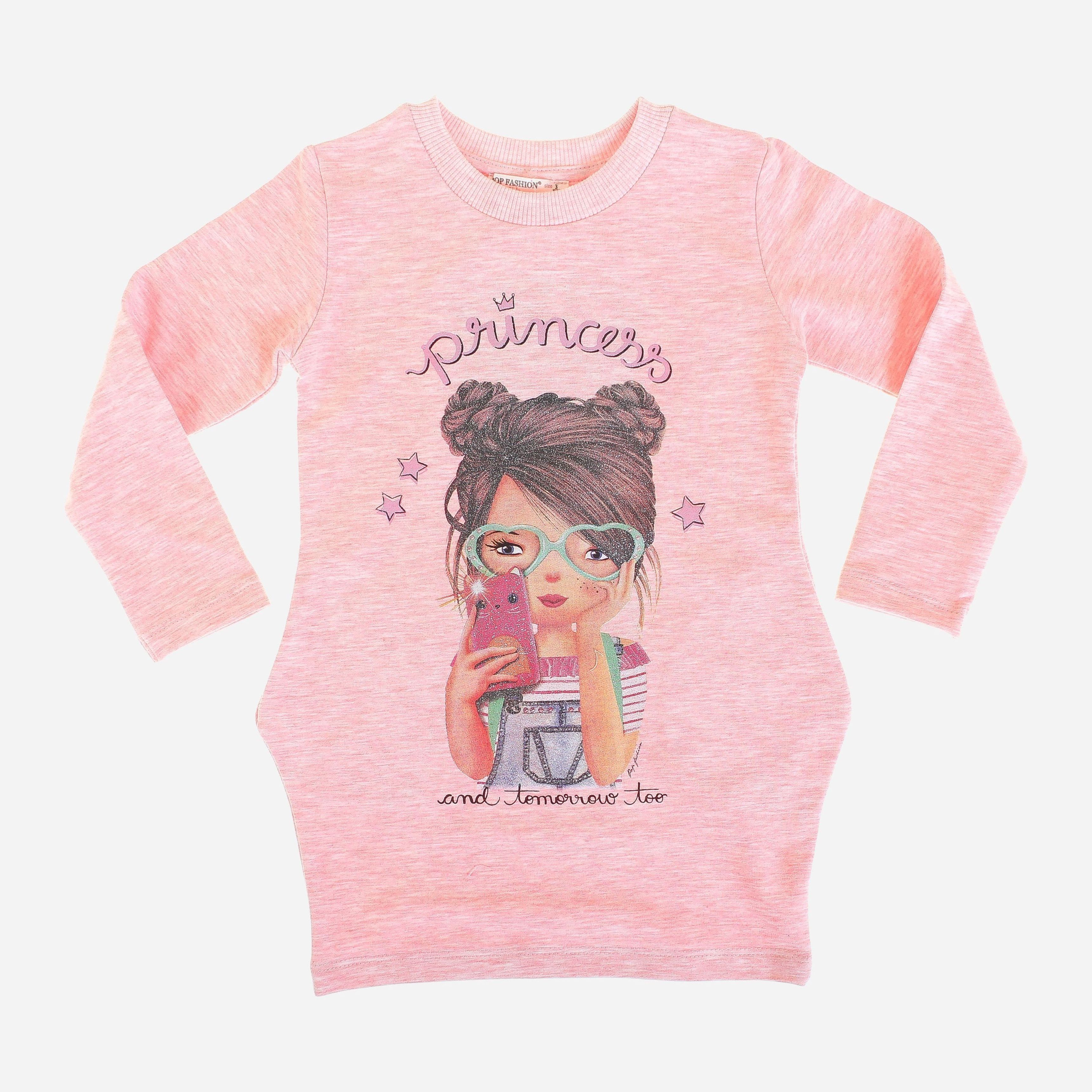 

Платье с длинными рукавами Pop Fashion 6750 128 см Персиковый/Меланжевый