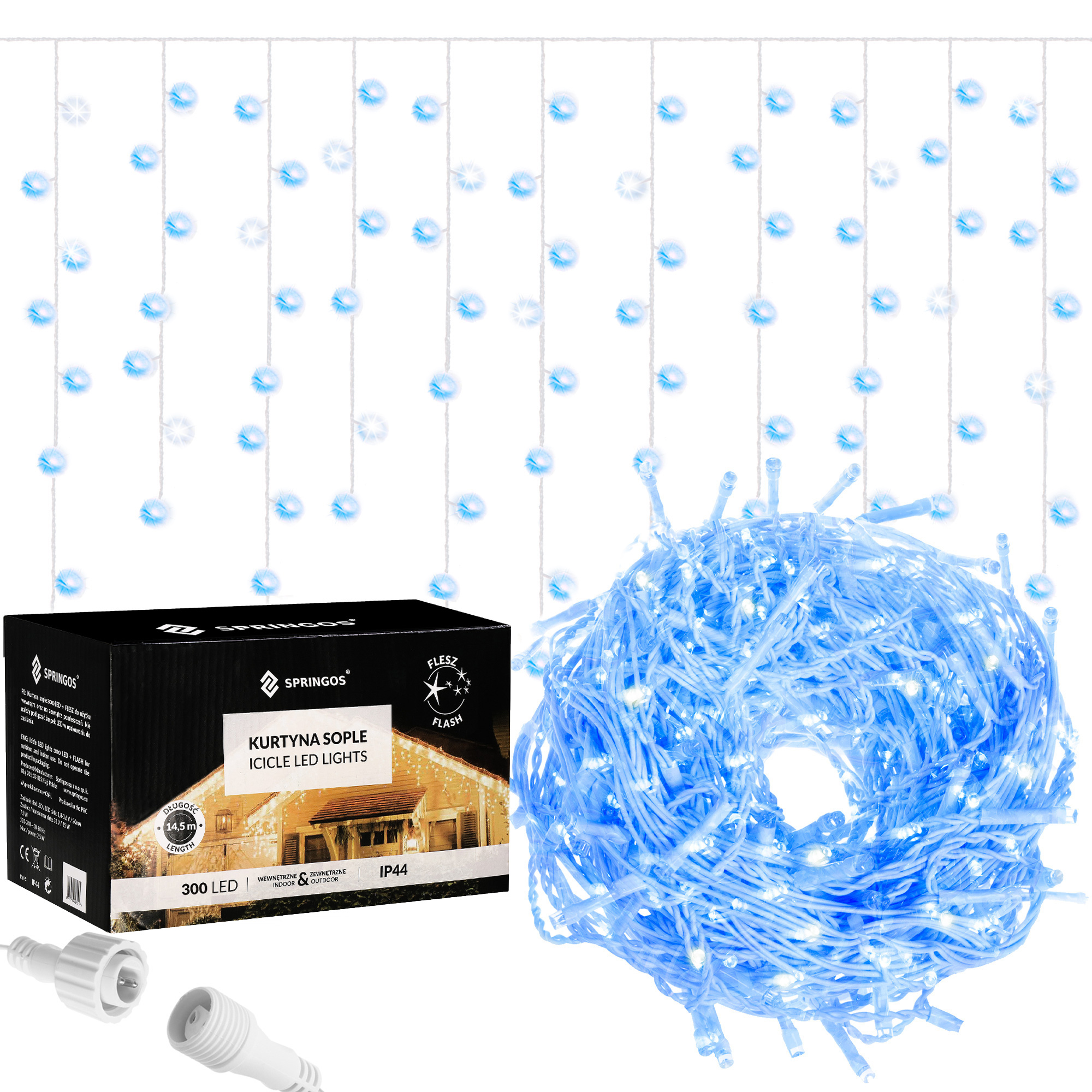 

Гірлянда бахрома вулична (зовнішня) Springos 12 м 300 LED + Flash CL0318 Blue