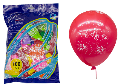 

Кульки повітряні, 12" Happy birthday, мікс кол., 100шт/уп., Gemar