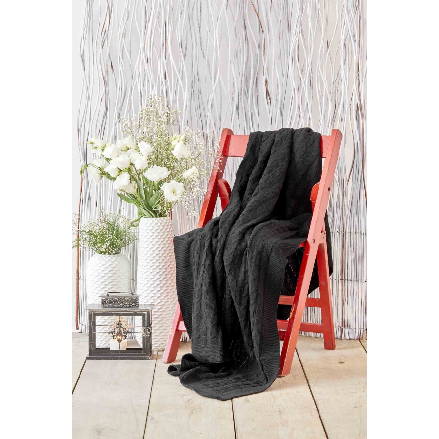 

Современный плед вязанный Sofa Karaca Home 130х170 см Черный