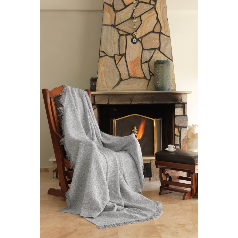 

Современный плед-накидка Linen Eponj Home 170х220 см Серый