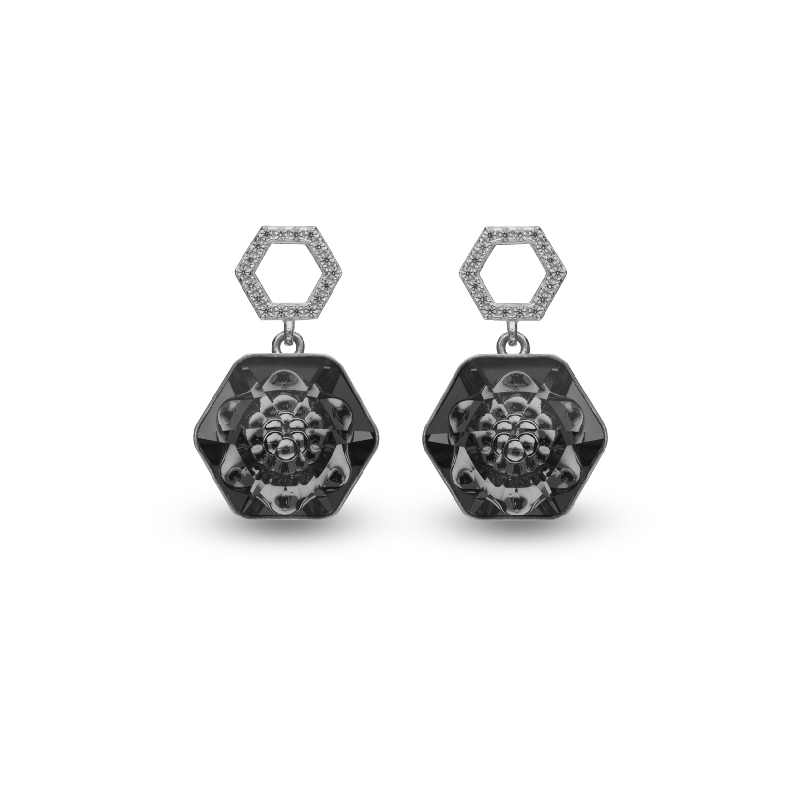 

Серебряные серьги SPARK Favo со Swarovski модели KC468114SN