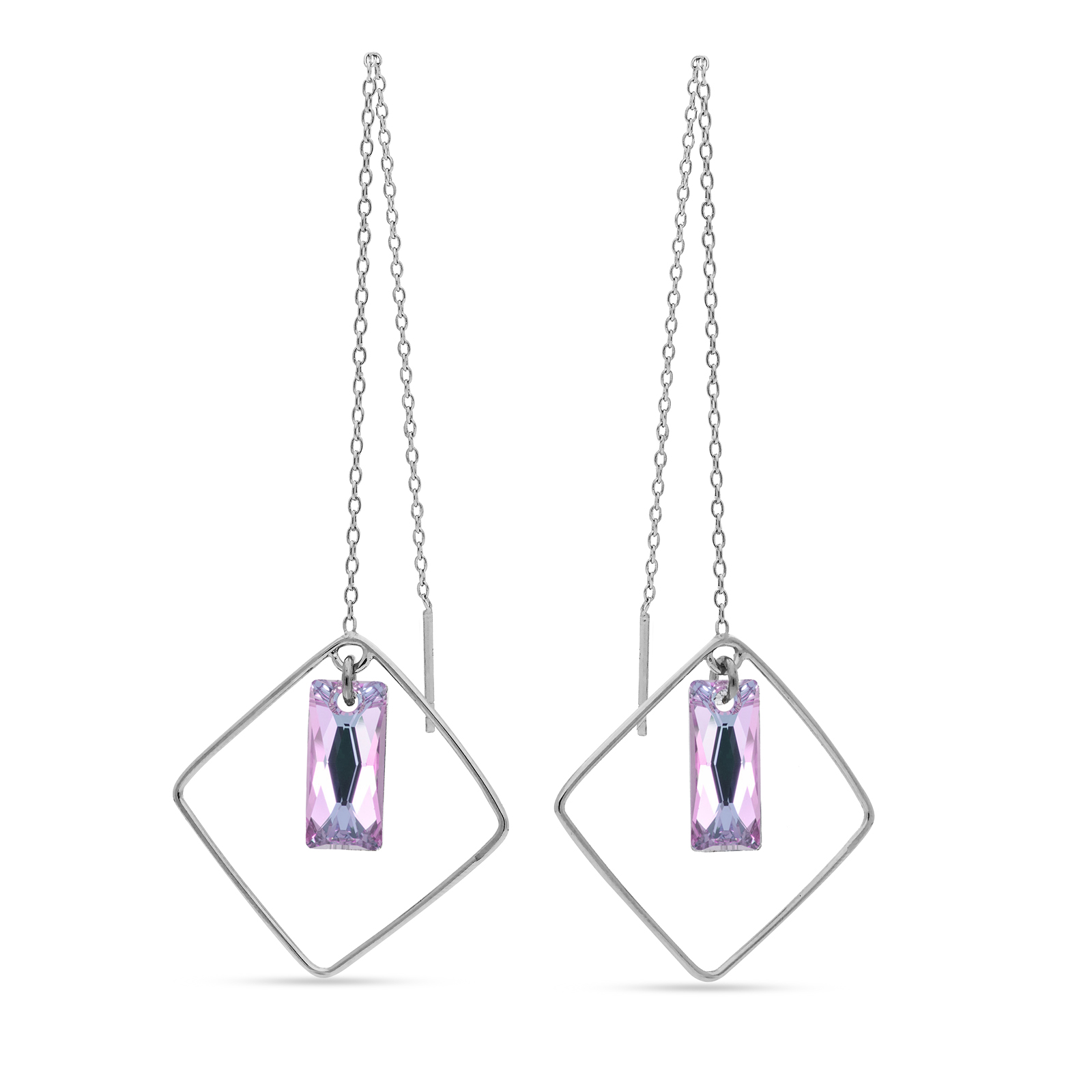 

Серебряные серьги-продевки SPARK Nixa Square со Swarovski модели KWSQ646513VL