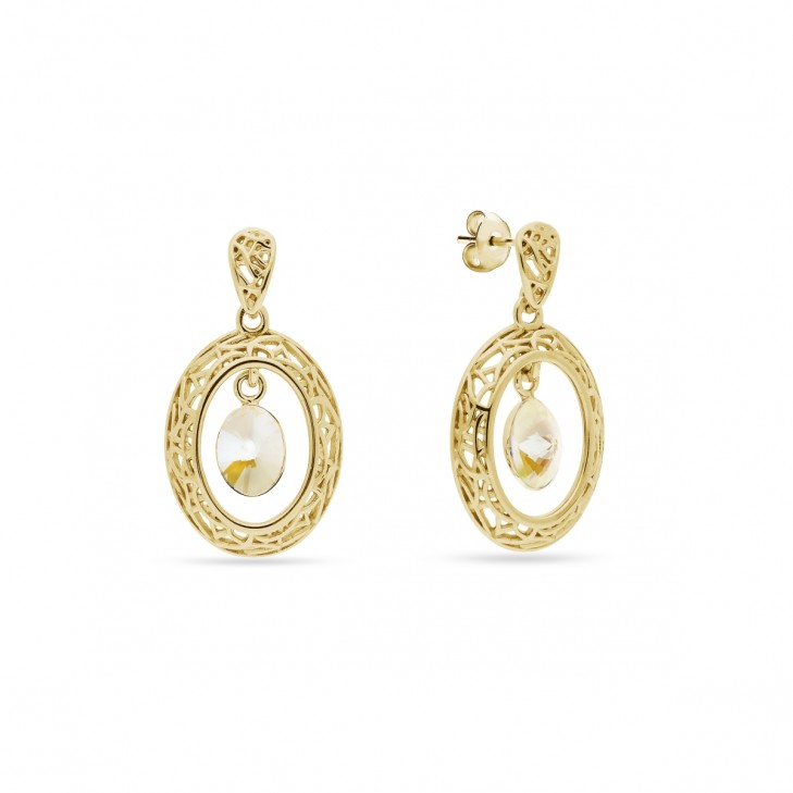 

Серебряные серьги SPARK Ajour Oval со Swarovski модели KWAG41228LGD