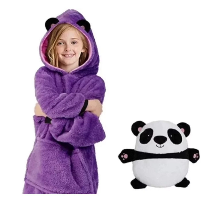 

Мягкая игрушка Детская толстовка плед 3 в 1 Huggle Pets Hoodie Панда
