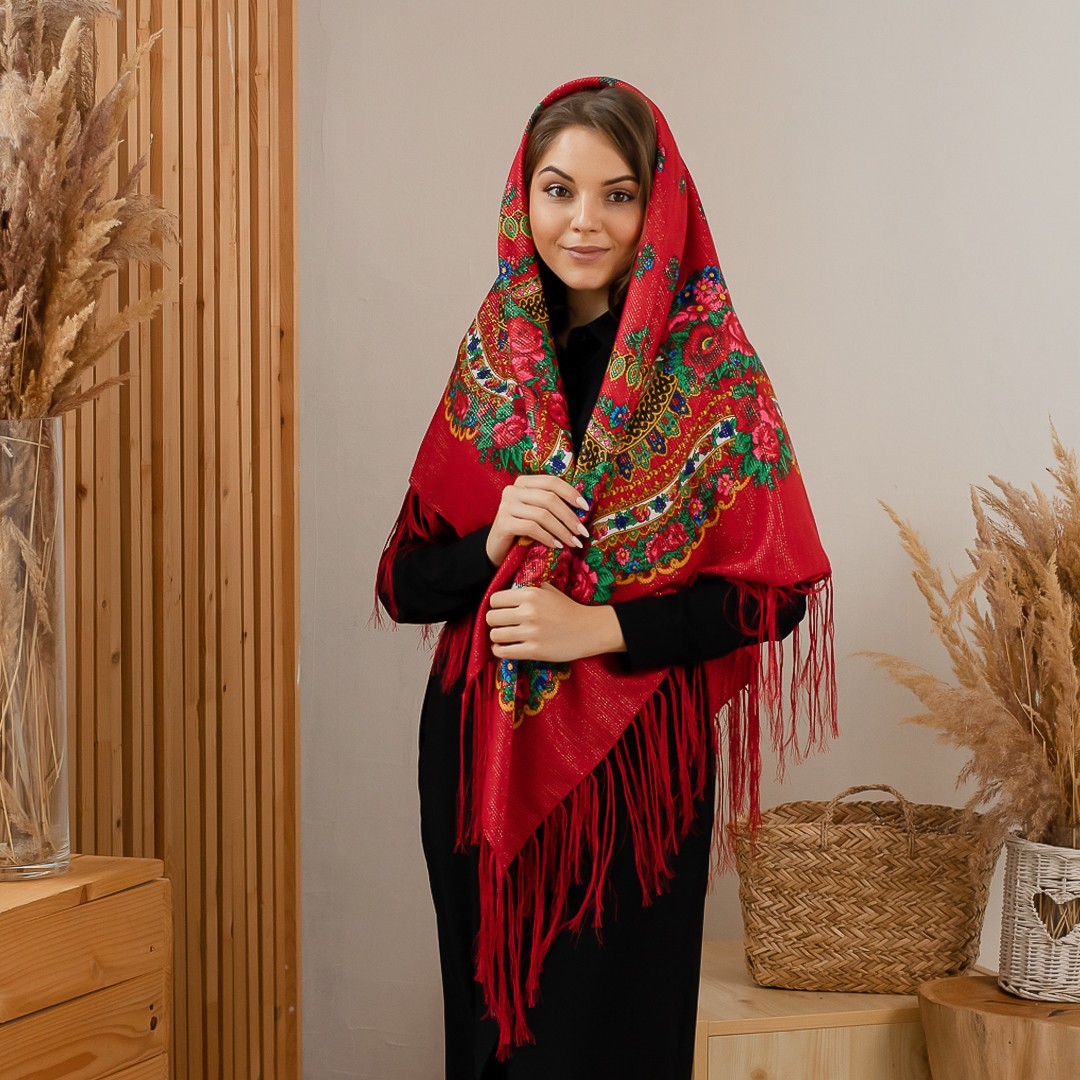 

Українська народна шерстяна хустина з люрексом Сади України 1441,3