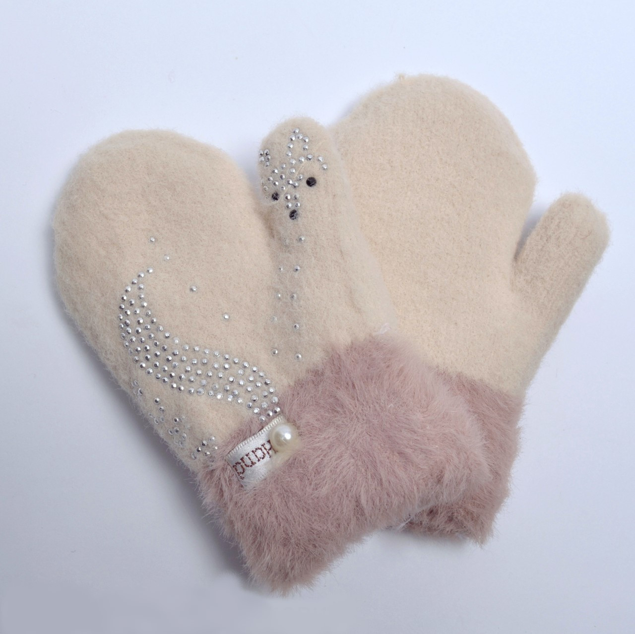 

Варежки детские Корона зимние полушерстяные на меху для девочки 1,5 - 3 года 449-Лисонька С бежевый