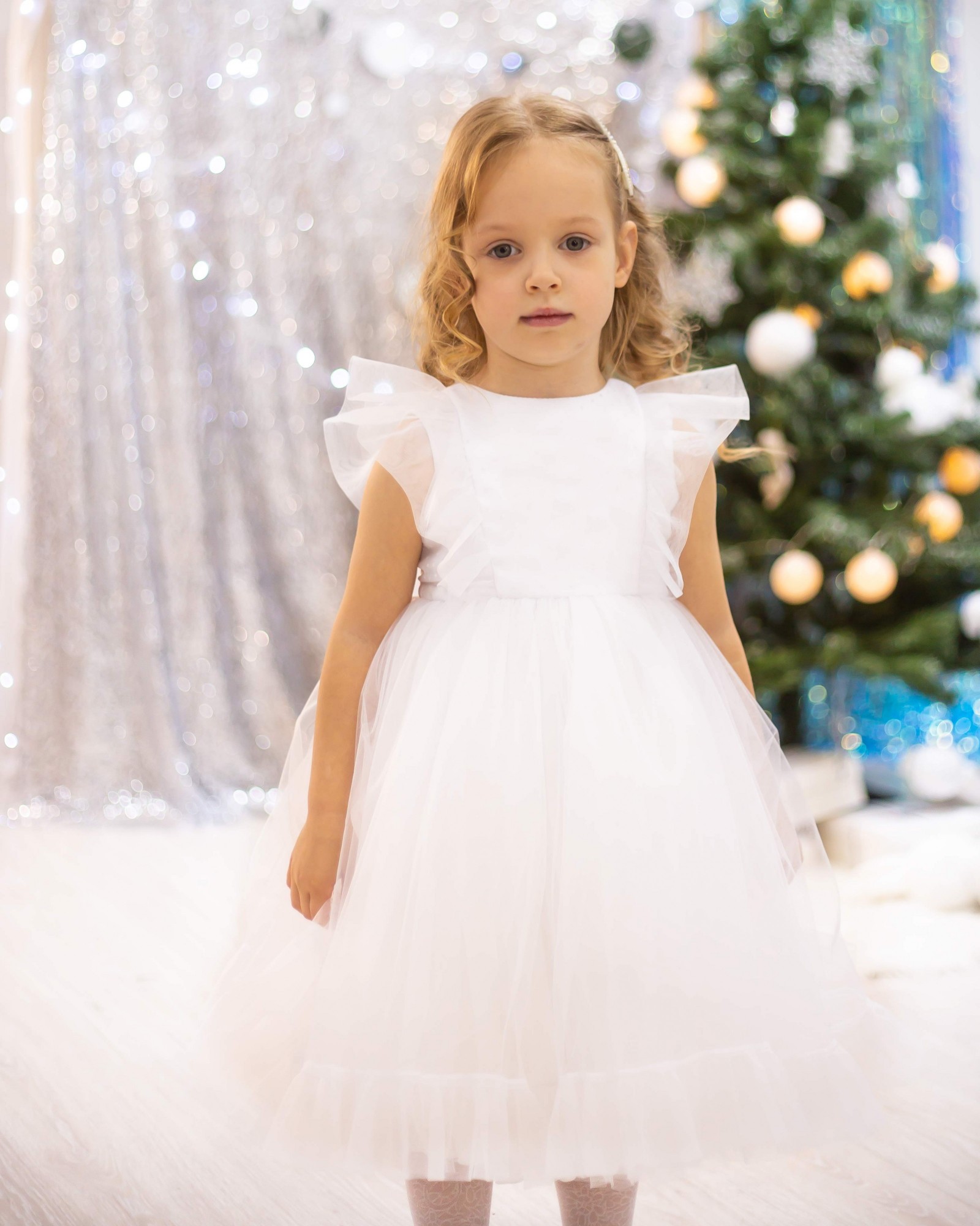 

Платье на девочку нарядное пышное и праздничное Pollі&Nikki из фатина белое 98 см