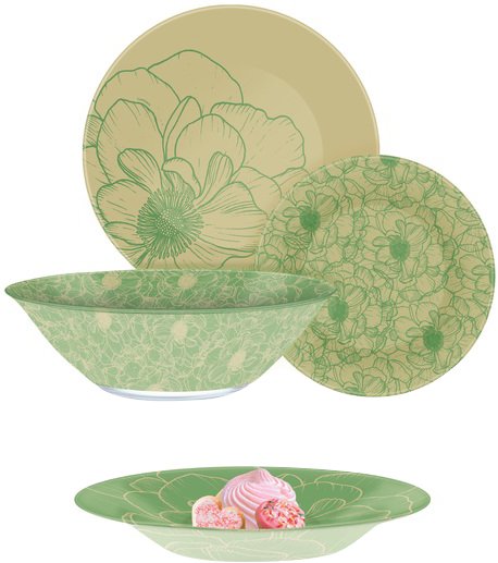 

Сервиз столовый Luminarc Big Flower Green 46 предметов EDQ4856