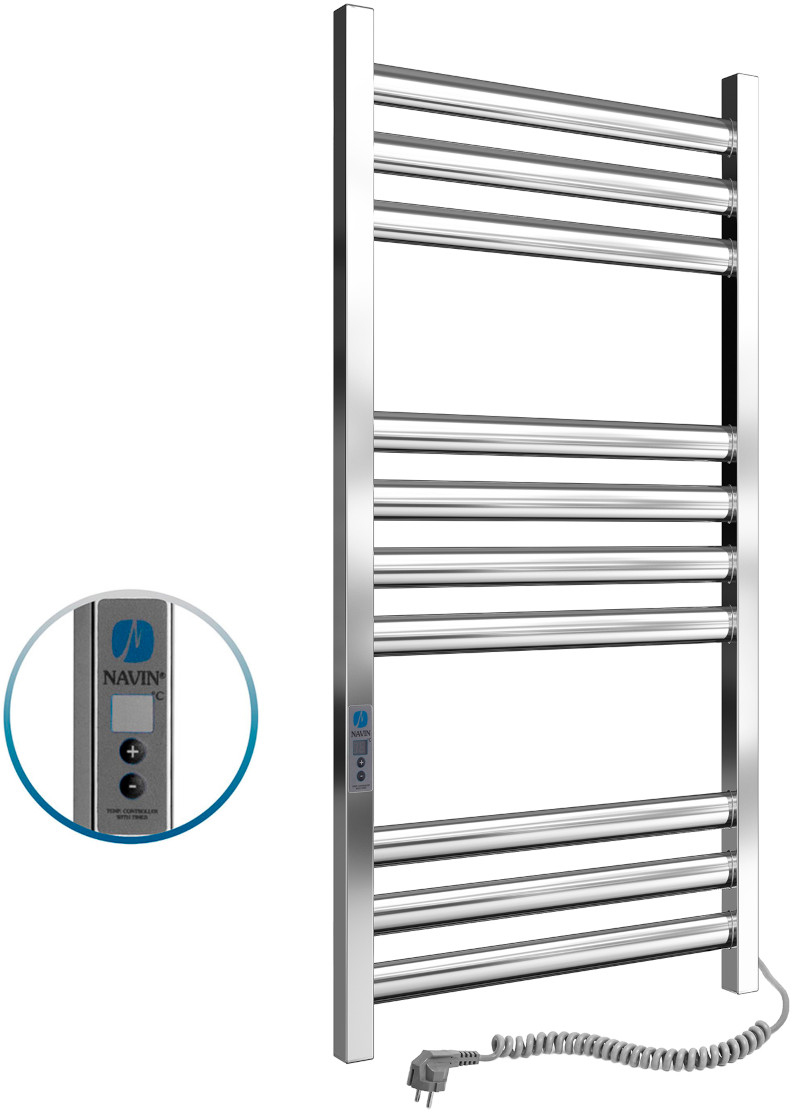 

Полотенцесушитель электрический NAVIN Ellipse 500х1000 (10-045052-5010) Digital с таймером правый хром
