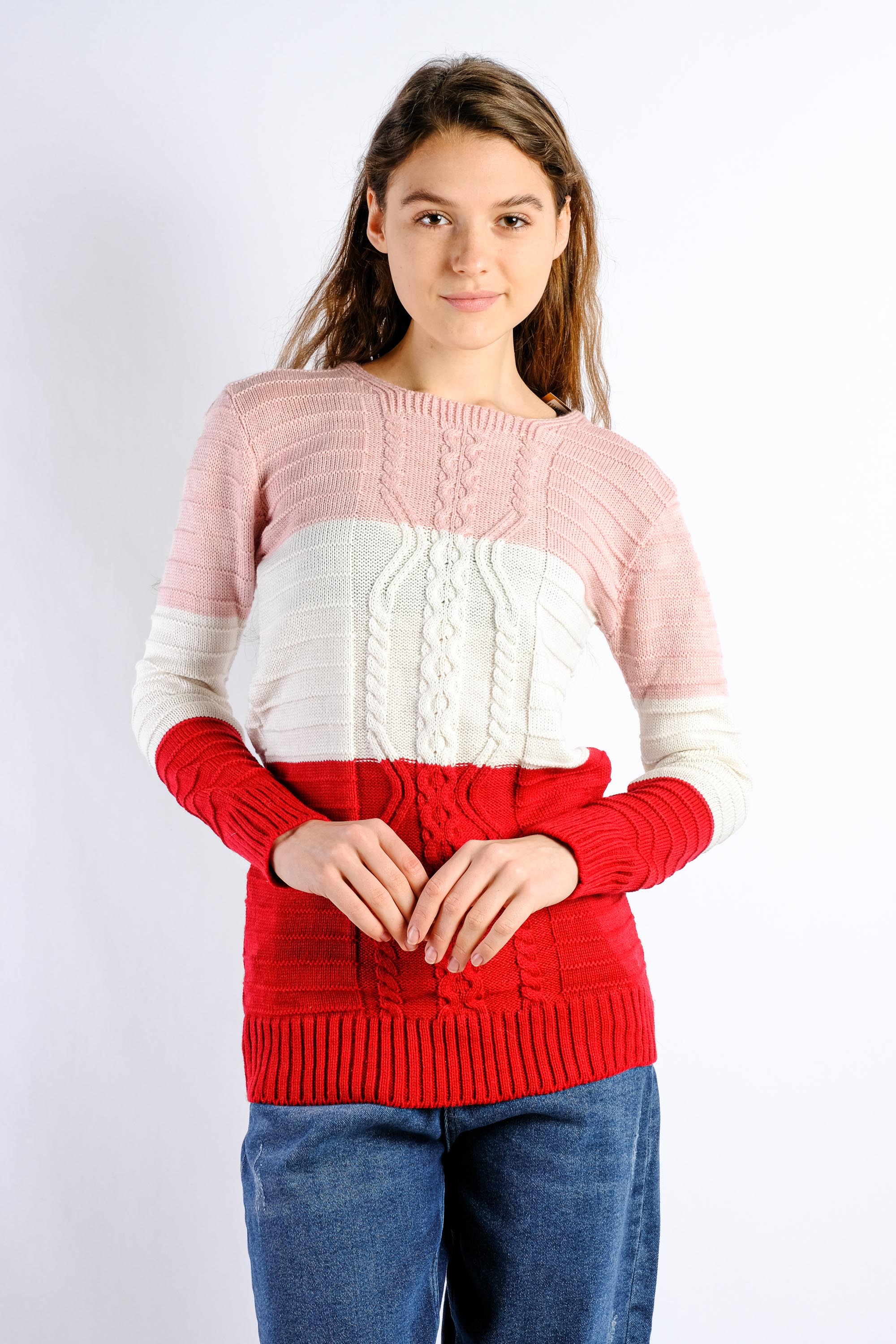 

Свитер женский Time of Style 85F515-1  Розовый/красный, Свитер женский Time of Style 85F515-1 One size Розовый/красный