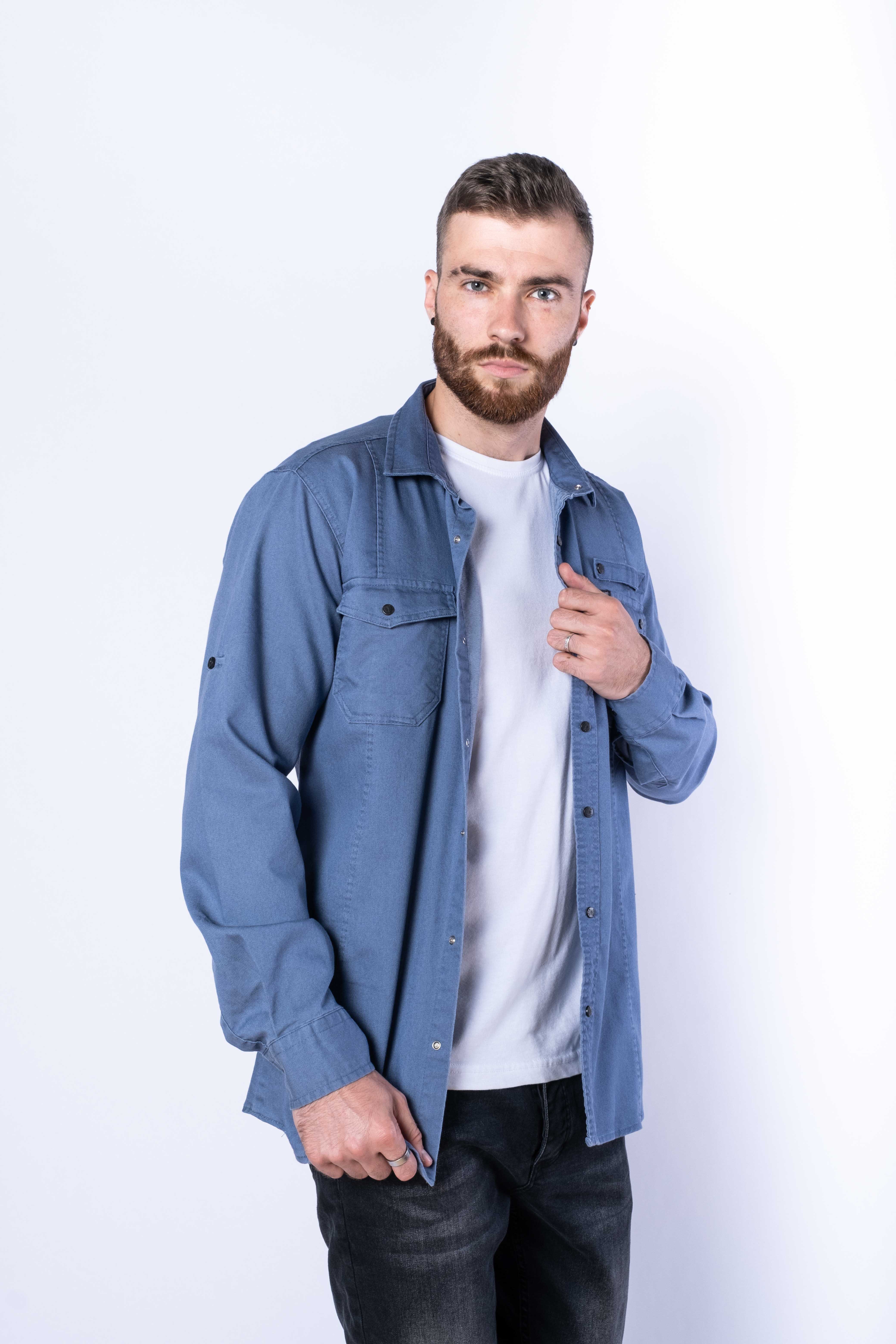 

Рубашка с длинными рукавами Time of Style 644f011  Джинс, Рубашка с длинными рукавами Time of Style 644f011 S Джинс