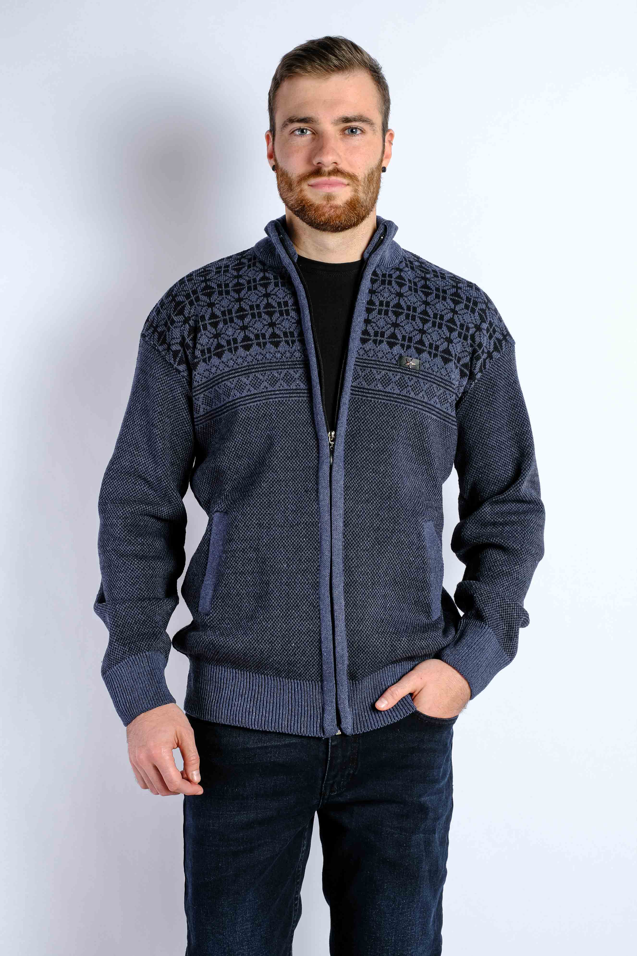 

Кардиган мужской Time of Style 85F125-1  Сине-черный, Кардиган мужской Time of Style 85F125-1 M Сине-черный