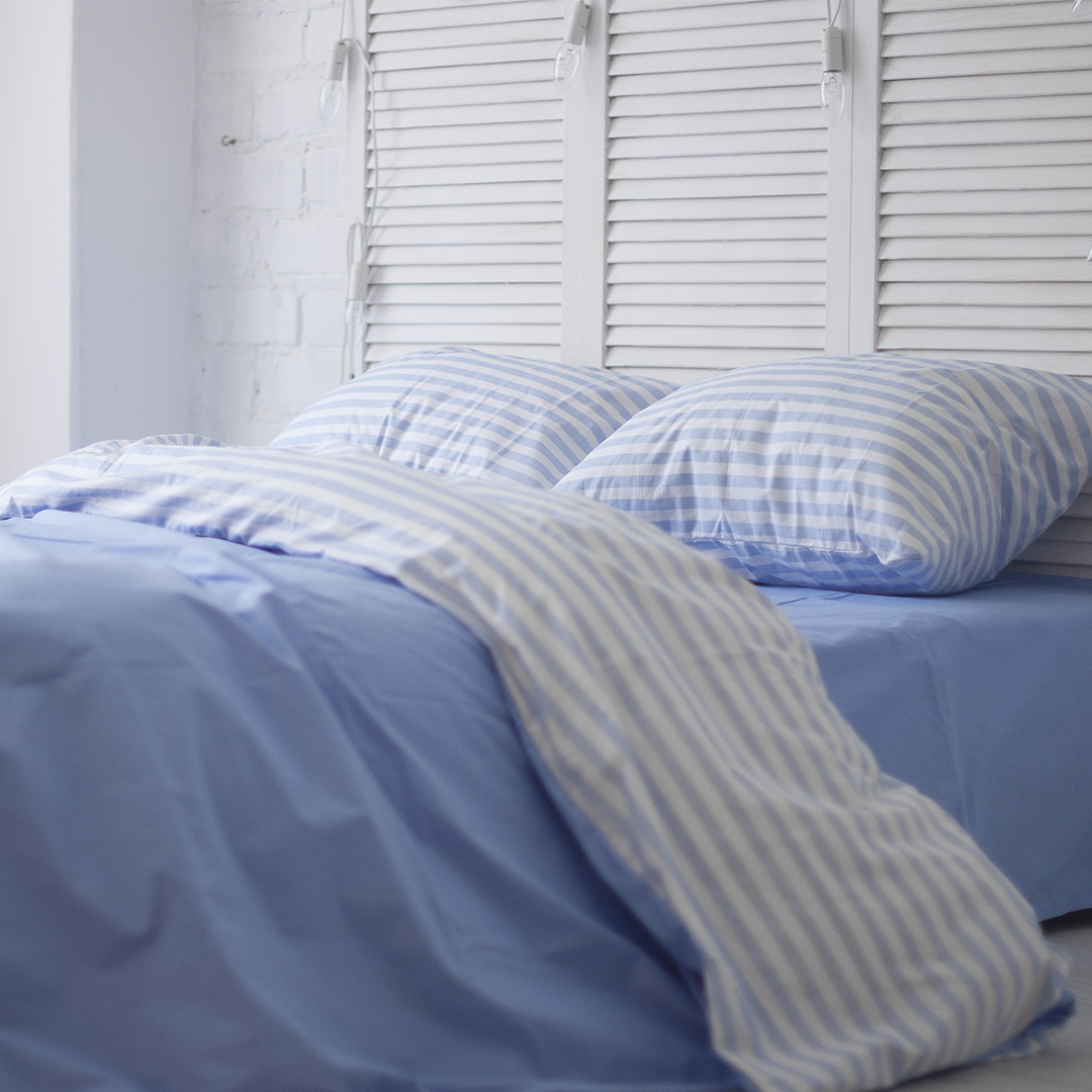 

Комплект постельного белья Полуторный 155x215 "Хлопковые Традиции", поплин, PF48 Голубой/Голубая полоса