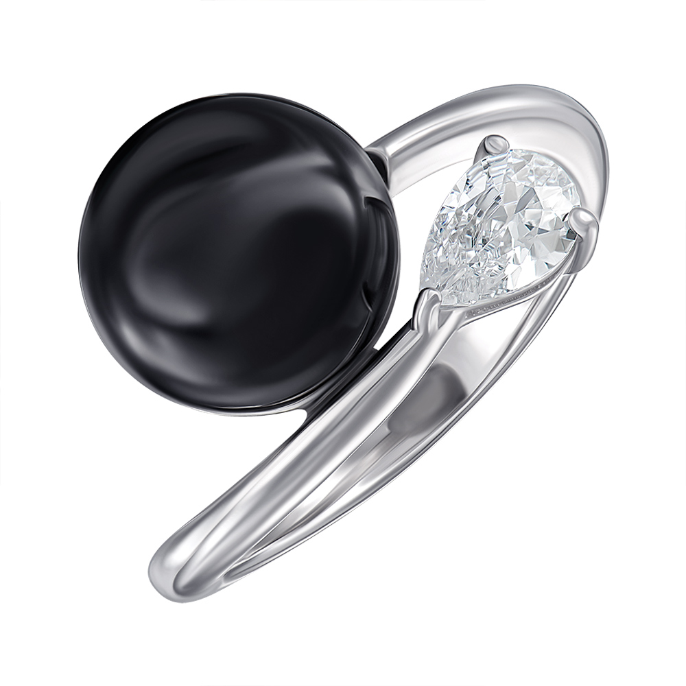 

Серебряное кольцо с керамикой и фианитом 000147845 16.5 размера