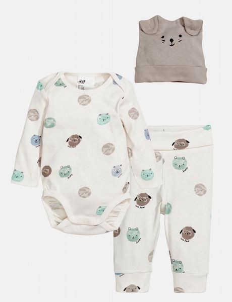 

Комплект (боді + штанці + шапочка) H&M бежевий 1М (hm 0551413001)