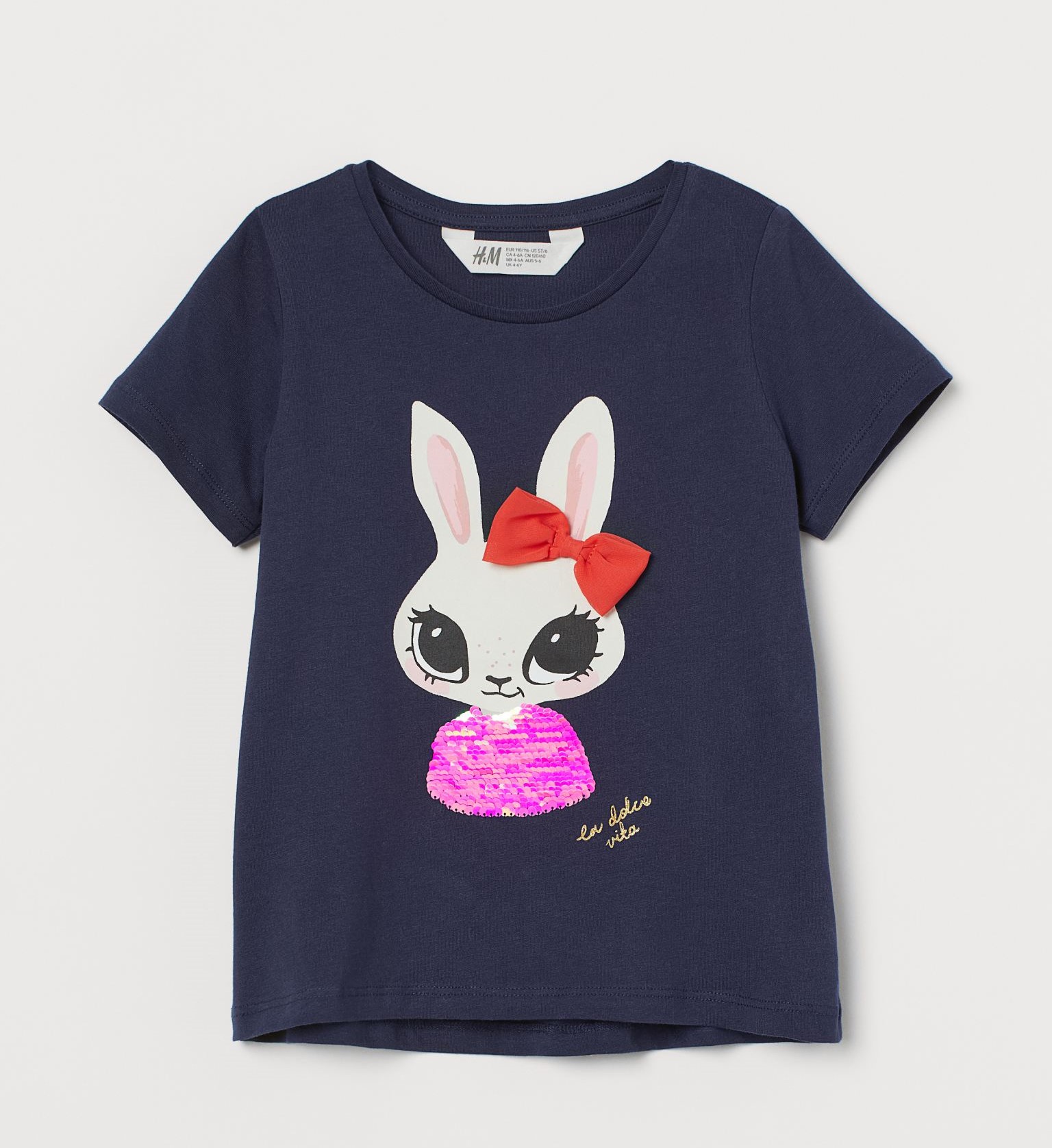 

Футболка для девочки H&M "Зайка" синяя 110