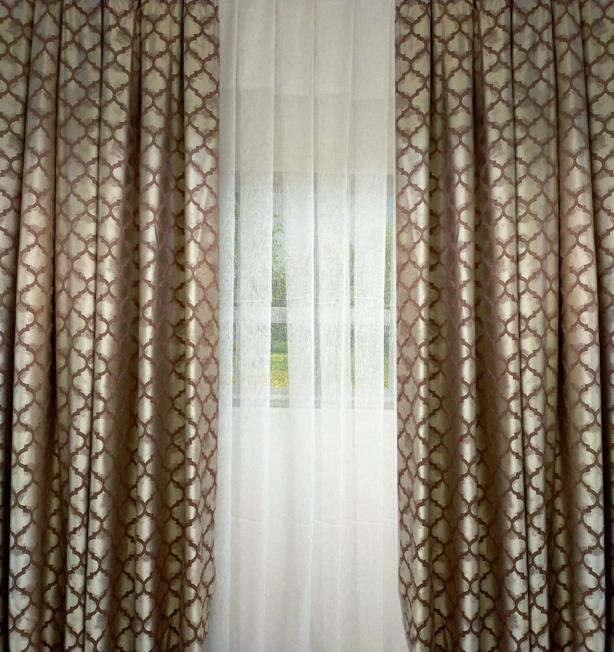 

Комплект Штор с рисунком "Волнистые вензеля" пудровый 100х250