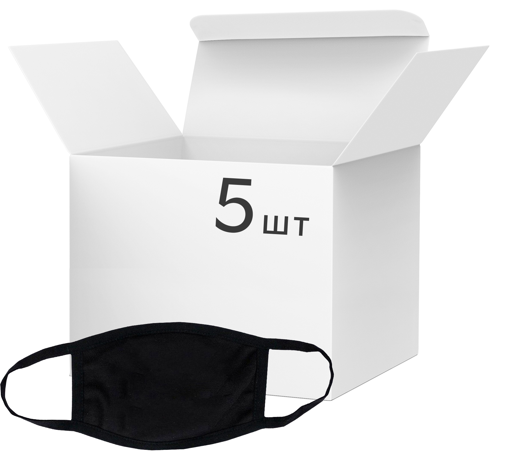 Набор защитных масок для лица Manatki многоразових двухслойных Черные 5 ...