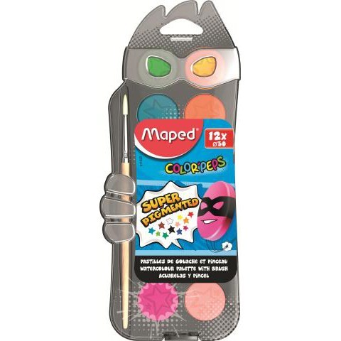 

Краски акварельные Maped Color Peps 12 цветов + кисточка (MP.811520)