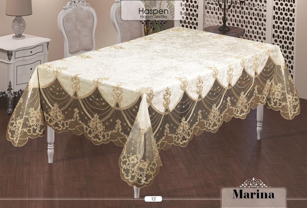 

Турецкая скатерть Haspen Marina Молочный 160x220 см (S011)