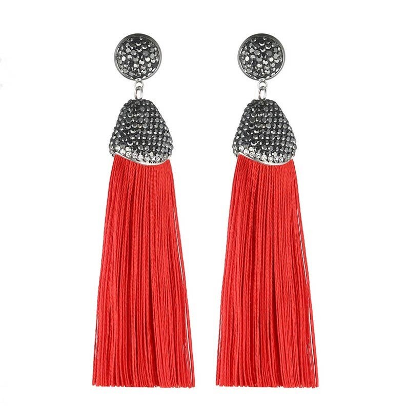 

Серьги кисточки Бохо Шелк 8044 красный