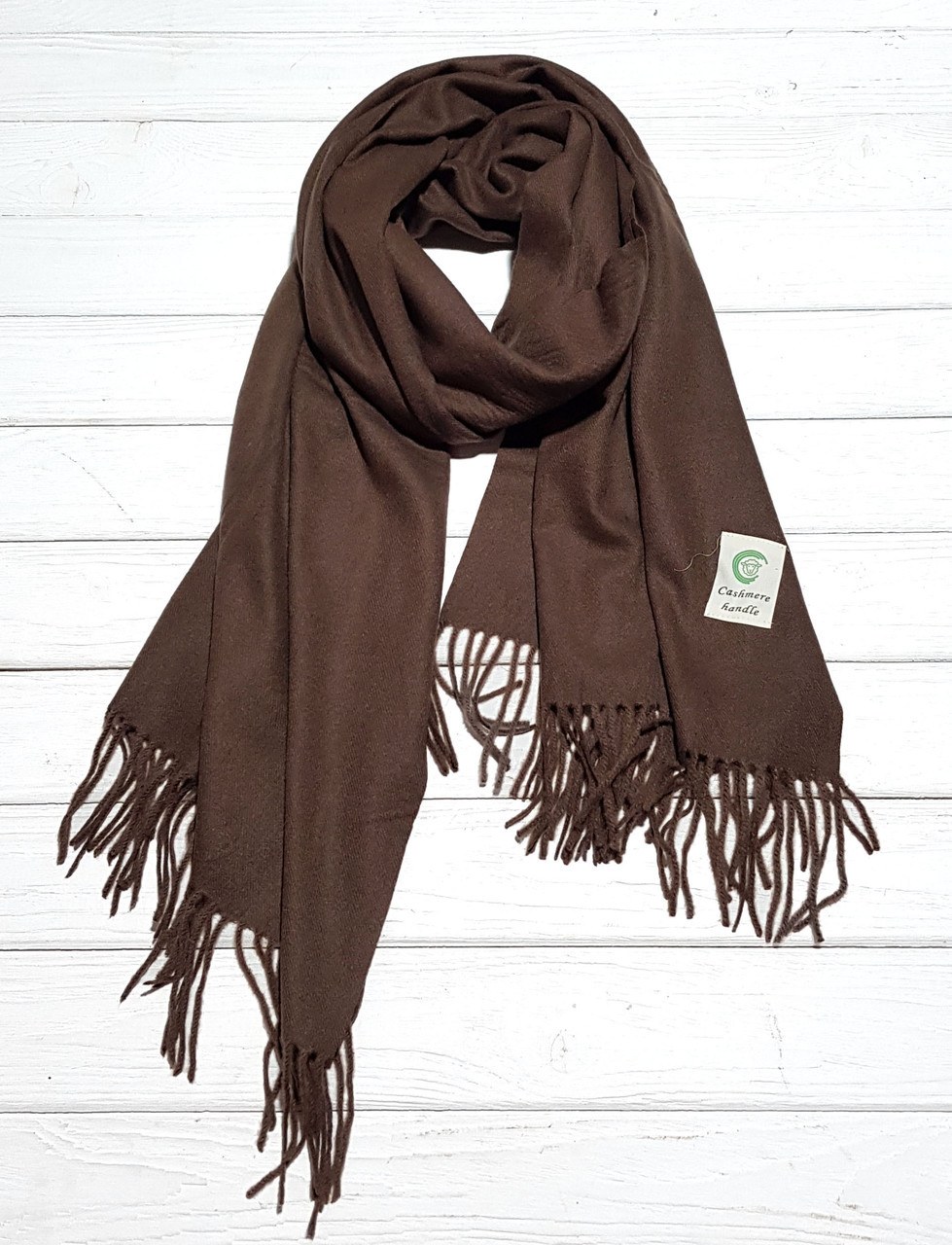 

Теплый шарф палантин Cashmere Хамар 180*65 см однотонный темный коричневый