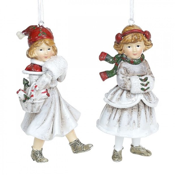 

Новогодняя подвеска Девочка с муфтой микс 12 см. 6шт/уп Flora 12757 (NAT09046)