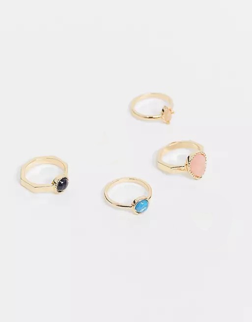 

Комплект колец 4шт Asos М золотой 5059184695479