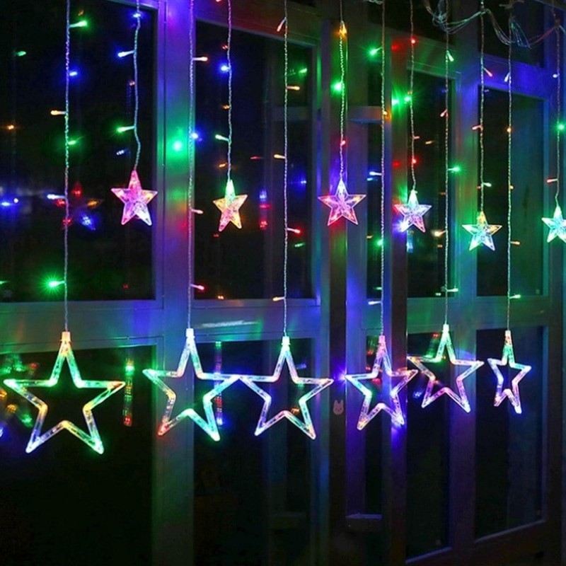 

Гирлянда электрическая LED ШТОРА - ЗВЕЗДОЧКИ 12шт multi 3м*1м