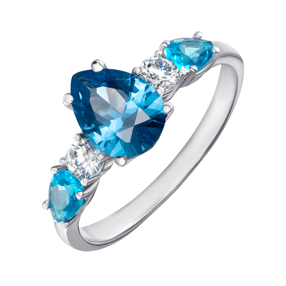 

Серебряное кольцо с кварцем и фианитами 000063336 18 размера