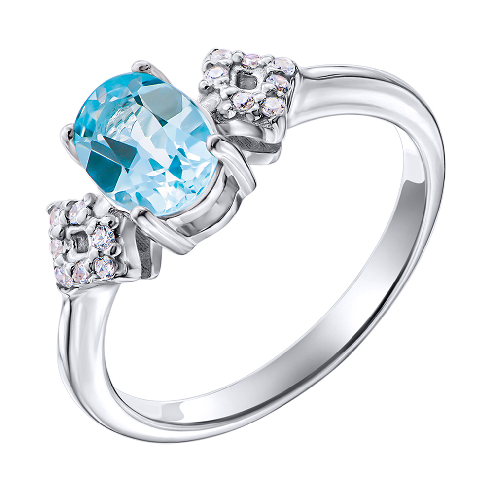 

Серебряное кольцо с топазом и фианитами 000137400 18.5 размера