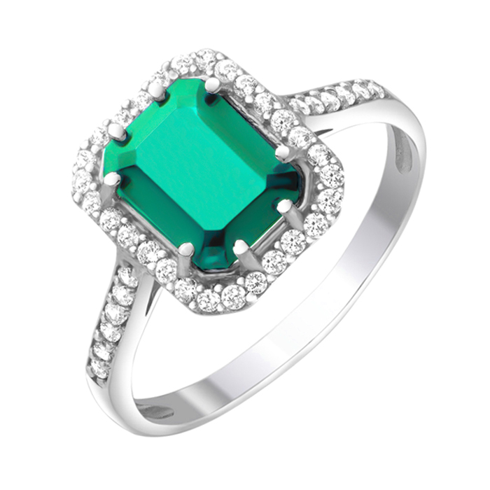 

Серебряное кольцо с агатом и фианитами 000129357 17 размера